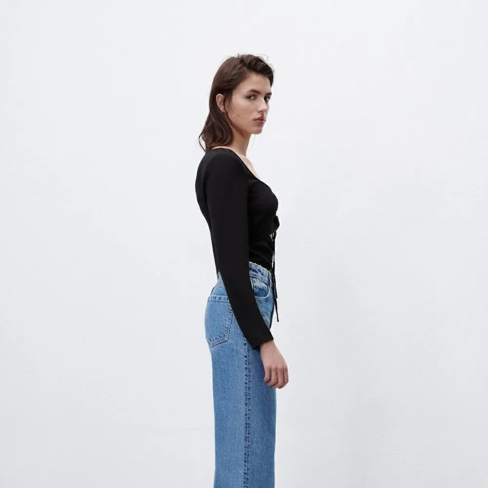 ZARA RUCHED CUT OUT TOP New
